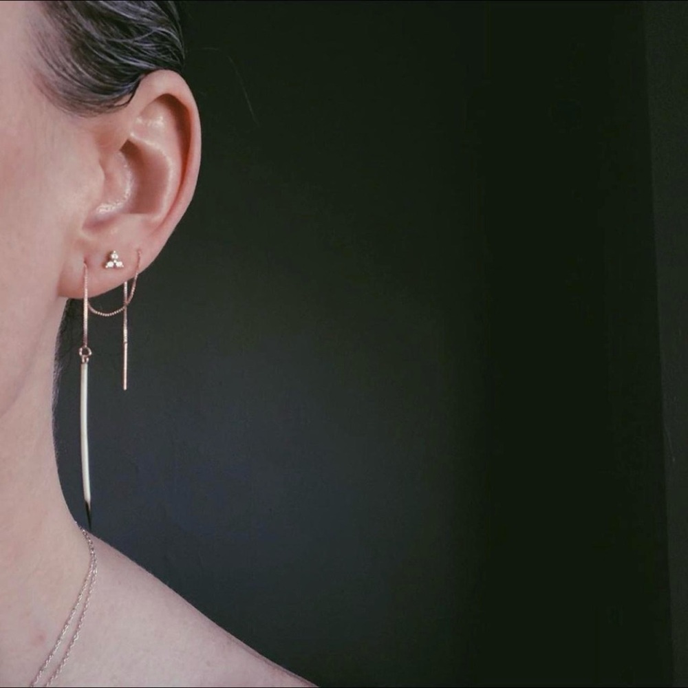 momento mori porcupine quill ear threader earrings